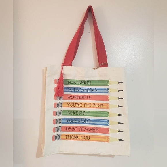 771- Teacher's Inspirational Words Tote Bag Canvas NWT - Picture 1 of 5